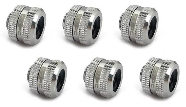 Main image of XSPC G1/4" to 10mm ID, 14mm OD Rigid Tubing Fitting, Chrome, 6-Pack