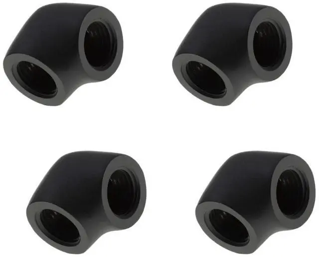 Main image of XSPC G1/4" Female to Female 90 Degree Elbow Fitting, Matte Black, 4-Pack