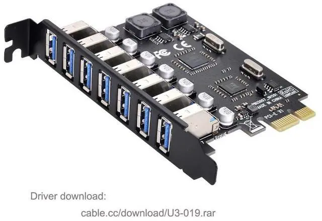 Alt view image 2 of 5 - Xiwai 7 Ports PCI-E to USB 3.0 HUB PCI Express Expansion Card Adapter 5Gbps for Motherboard