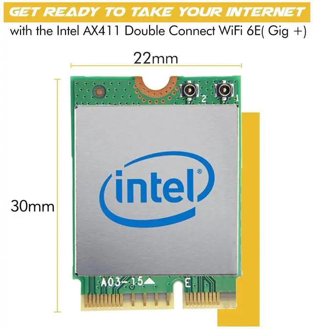 Alt view image 2 of 5 - WiFi 6E Adapter for Intel AX411 | Tri-Band Wireless | Up to 3.0 Gbps | CNVio2 M.2 Format for PCs | Bluetooth 5.3 Support | for Intel 12th Gen and Newer CPUs, Windows 10/11, Linux | AX411NGW