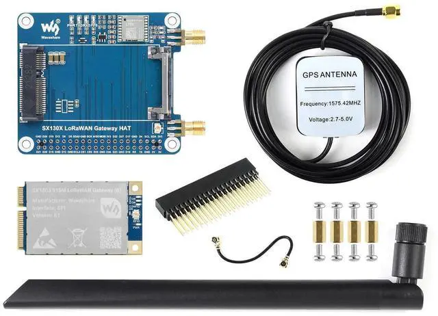 Main image of Waveshare SX1303 915M LoRaWAN Gateway HAT Compatible with Raspberry Pi 5/4B/3B/Zero/Zero W/Zero 2W/Pico/Pico W/Pico WH, Mini-PCIe Socket, Long Range Transmission, Large Capacity, Multi-Band Support