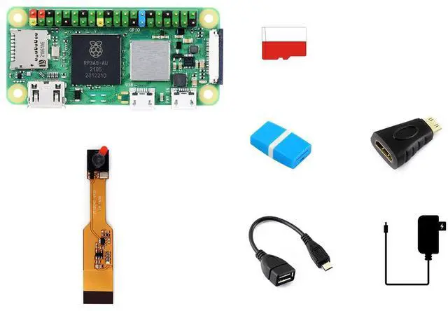 Main image of Waveshare Package C Compatible with Raspberry Pi Zero 2 WHC Bundle with Zero V1.3 Camera Power Supply 5V/3A Micro Card 16GB Card Reader and So On (7 Items) with Pre-Solder Color Coded Pinheader