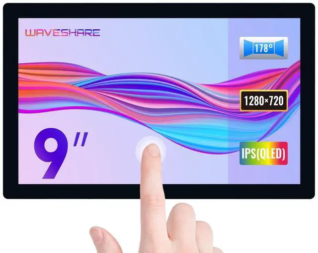Main image of waveshare 9inch QLED Quantum Dot Display, 1280×720, Compatible with Raspberry Pi 5/4B/3B/Zero/Zero W/Zero 2W/Pico/Pico W/Pico WH, Supports Windows 11/10/8.1/8/7