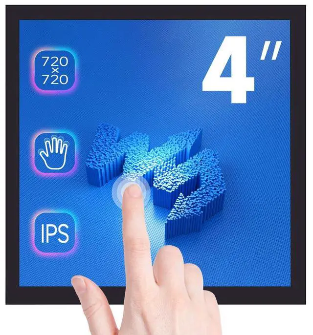 Main image of waveshare 4inch Square Capacitive Touch Screen LCD Compatible with Raspberry Pi 4B/3B+/3B/2B/B+/A+/Zero/Zero W/WH/Zero 2W 720×720 Resolution DPI IPS Toughened Glass Cover Low Power Solution