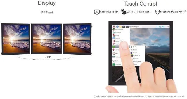 Alt view image 5 of 5 - waveshare 4inch Square Capacitive Touch Screen LCD Compatible with Raspberry Pi 4B/3B+/3B/2B/B+/A+/Zero/Zero W/WH/Zero 2W 720×720 Resolution DPI IPS Toughened Glass Cover Low Power Solution