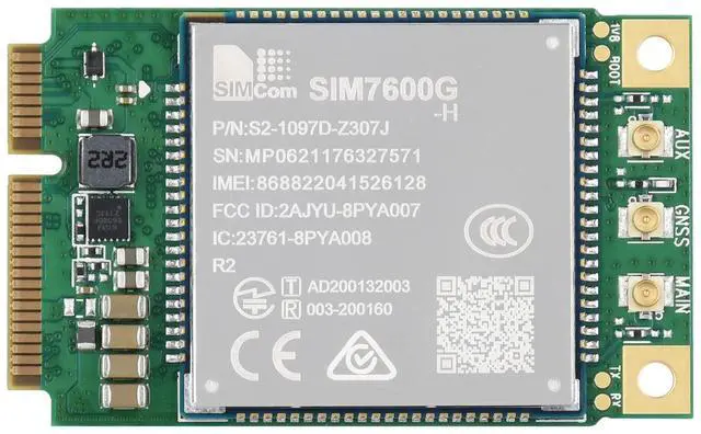 Main image of Waveshare SIM7600G-H-PCIE SIMCom Original 4G LTE Cat-4 Module Global Coverage with GNSS Support Mini-PCIe Connector LTE-TDD LTE-FDD HSPA+ GSM GPRS Edge
