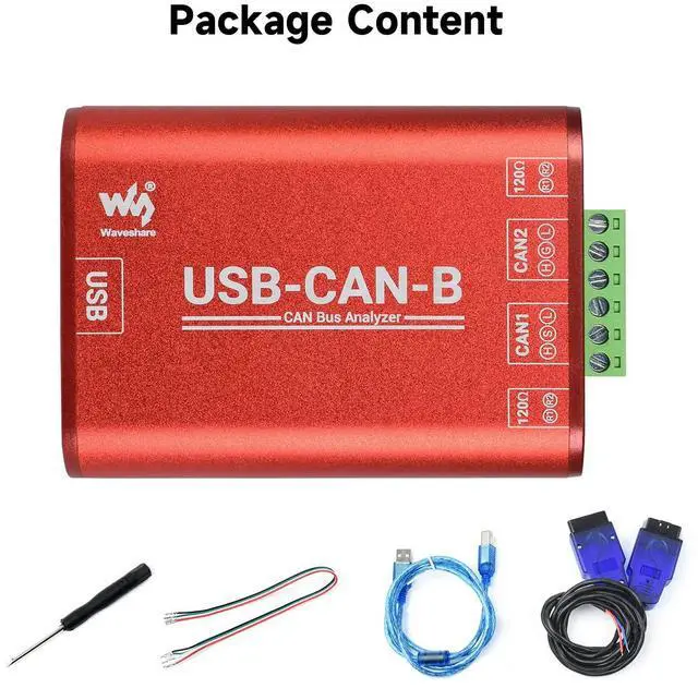 Alt view image 2 of 5 - Waveshare USB to CAN Adapter Dual-Channel CAN Analyzer Industrial Isolation Support Windows XP/7/8/10/11 and Linux Systems