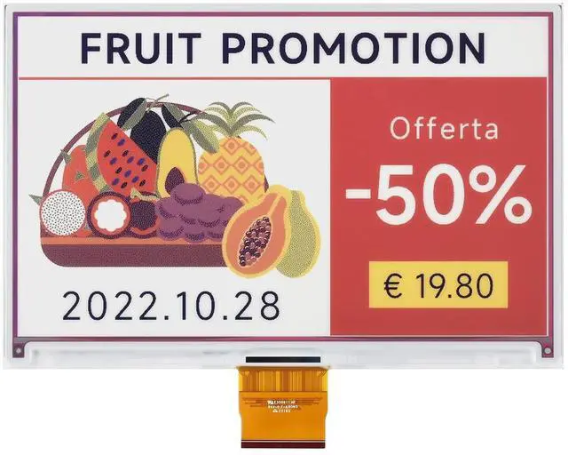 Alt view image 3 of 5 - Waveshare 7.3inch ACeP 7-Color E-Paper E-Ink Raw Display, 800×480 Pixels, Raw E-Paper Display, with Driver Board