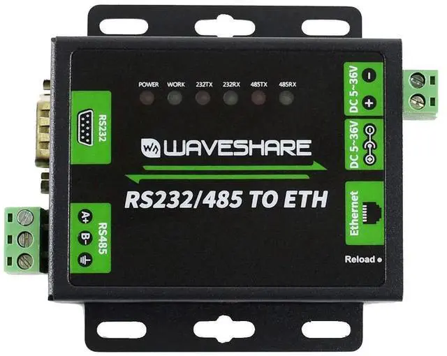 Alt view image 2 of 5 - Waveshare Industrial RS232/RS485 to Ethernet Converter with Dual Serial Ports High-Speed Low-Power High-Stability Upgradable Easy to Communicate Between RS485 and RJ45 Port Ethernet