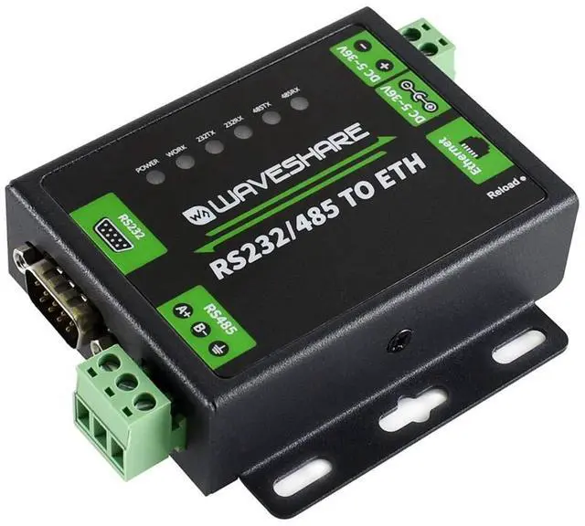 Alt view image 3 of 5 - Waveshare Industrial RS232/RS485 to Ethernet Converter with Dual Serial Ports High-Speed Low-Power High-Stability Upgradable Easy to Communicate Between RS485 and RJ45 Port Ethernet