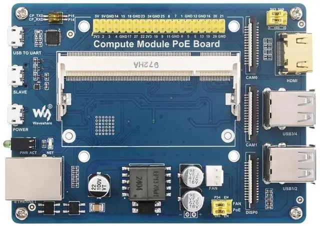 Main image of Waveshare Power Over Ethernet PoE Board for Raspberry Pi Compute Module CM3/ CM3L/ CM3+/ CM3+L