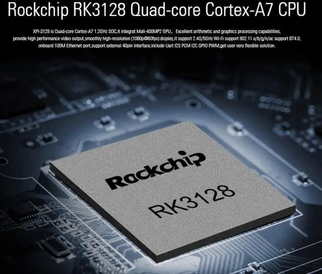Alt view image 3 of 5 - Geniatech XPI-3128 Single Board Computer, Embedded Computer Module, Development Board, Rockchip RK3128 Quad Core Cortex-A7 8GB WiFi, Card-sized High Performance Board