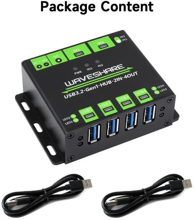 Alt view image 2 of 5 - Waveshare Industrial Grade USB HUB, Extending 4X USB 3.2 Ports, Switchable Dual Hosts, Multi Protections