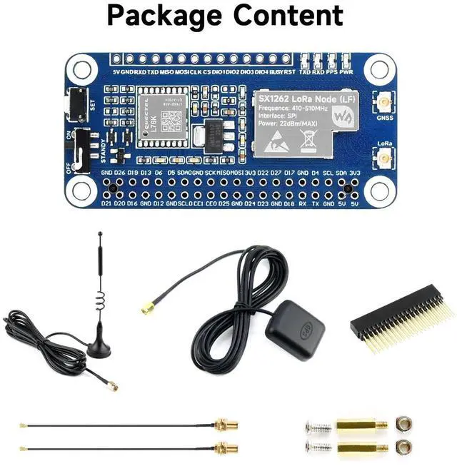 Alt view image 2 of 5 - Waveshare SX1262 LoRaWAN Node Module Expansion Board, Compatible with Raspberry Pi 5/4B/3B/Zero/Zero W/Zero 2W/Pico/Pico W/Pico WH, with Magnetic Antenna-433/470 Mhz, with GNSS Function