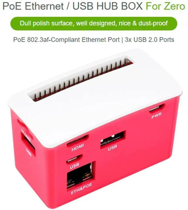 Alt view image 2 of 5 - Raspberry Pi USB/ETH HUB HAT for Zero 2W/Zero W - PoE Ethernet/USB HAT Board