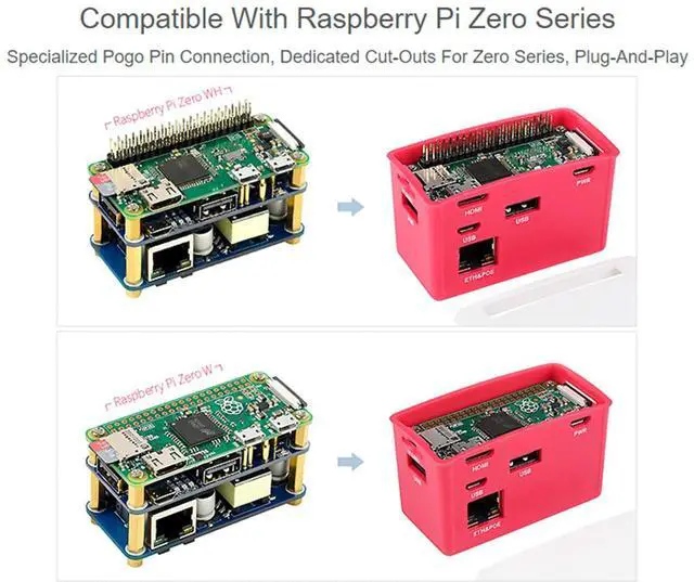 Alt view image 3 of 5 - Raspberry Pi USB/ETH HUB HAT for Zero 2W/Zero W - PoE Ethernet/USB HAT Board