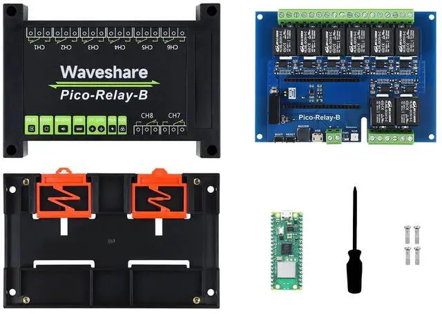 Main image of Waveshare Pi Pico W Microcontroller Board, Built-in WiFi, Based On Official RP2040 Dual-Core Processor Includes ABS Protective Case and Pico-Relay-B (5 Items