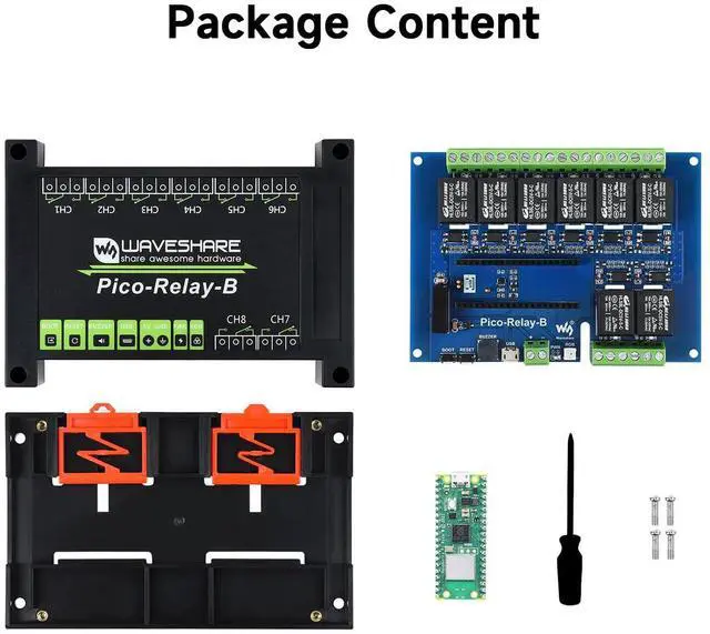 Alt view image 2 of 5 - Waveshare Pi Pico W Microcontroller Board, Built-in WiFi, Based On Official RP2040 Dual-Core Processor Includes ABS Protective Case and Pico-Relay-B (5 Items