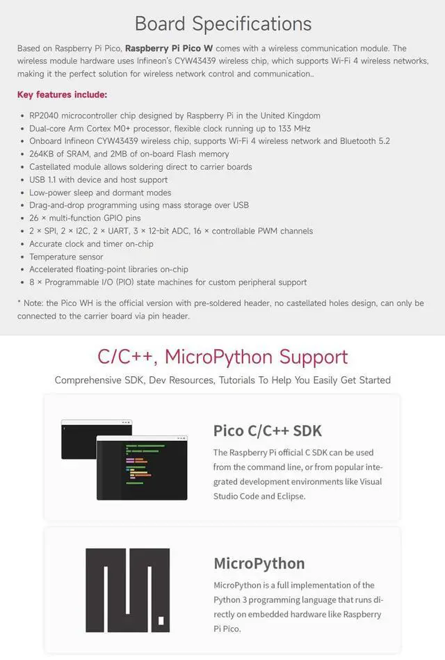 Alt view image 5 of 5 - Waveshare Pi Pico W Microcontroller Board, Built-in WiFi, Based On Official RP2040 Dual-Core Processor Includes ABS Protective Case and Pico-Relay-B (5 Items