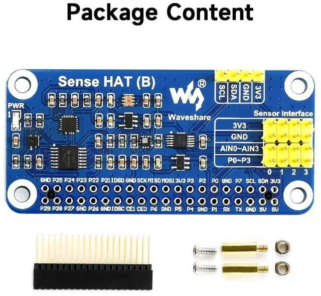 Alt view image 2 of 5 - Waveshare Sense HAT (B) for Raspberry Pi Onboard Multi Powerful Sensors Supports External Sensors