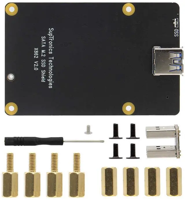 Main image of Geekworm for Raspberry Pi 4, X862 V2.0 M.2 NGFF SATA SSD Storage Expansion Board UASP Supported Compatible with Raspberry Pi 4 Model B Only Support Key-B 2280 SSD