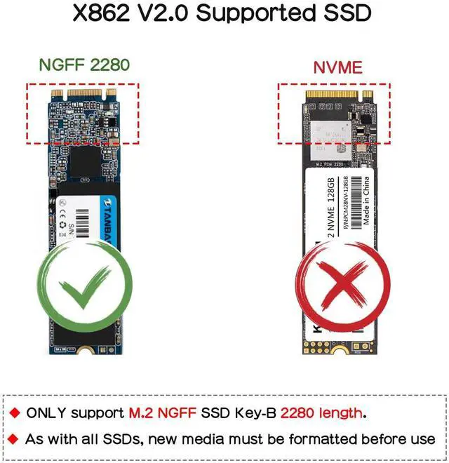 Alt view image 2 of 5 - Geekworm for Raspberry Pi 4, X862 V2.0 M.2 NGFF SATA SSD Storage Expansion Board UASP Supported Compatible with Raspberry Pi 4 Model B Only Support Key-B 2280 SSD