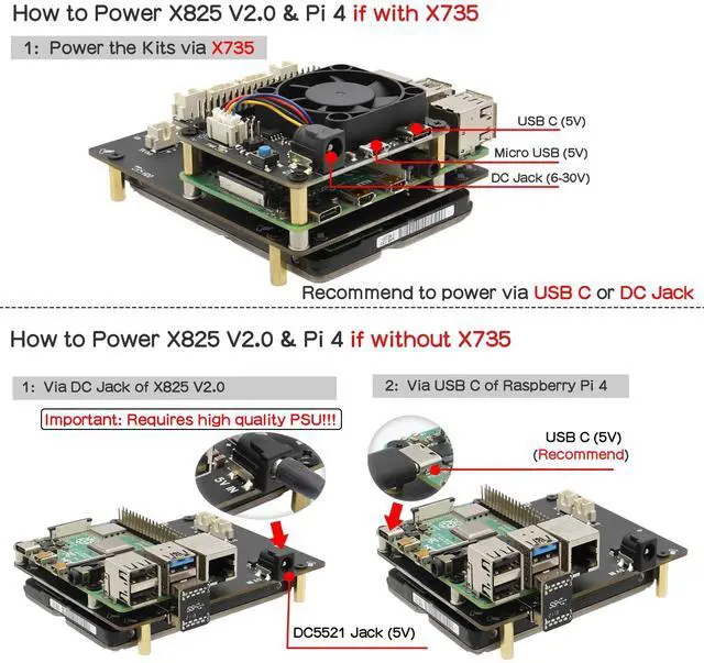 Alt view image 4 of 5 - Geekworm for Raspberry Pi 4 SATA Storage, X825 V2.0 2.5 inch SATA HDD/SSD Expansion Board UASP Supported Compatible with Raspberry Pi 4 Model B 1GB/2GB/4GB/8GB Only(Not Include Raspberry Pi)