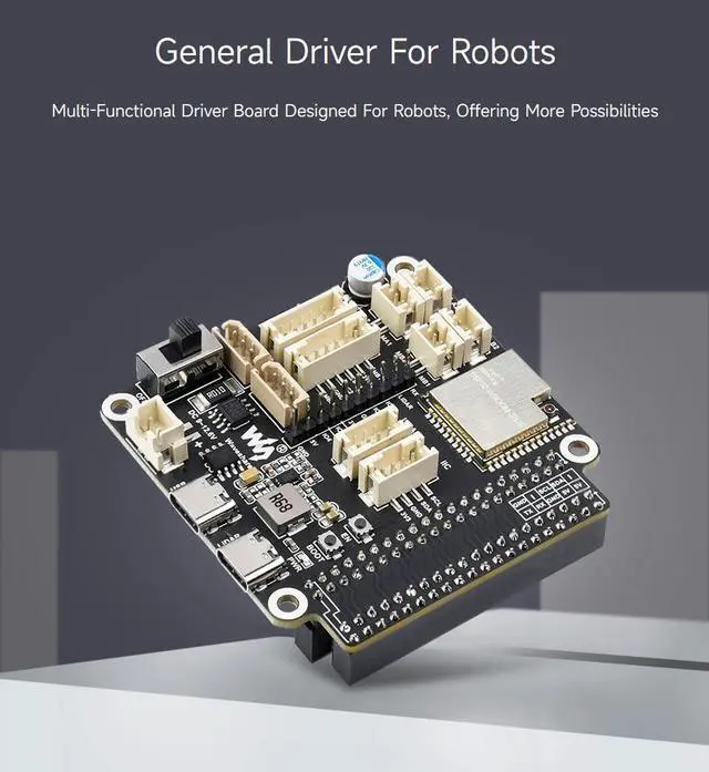 Alt view image 3 of 5 - Waveshare General Driver Board for Robots, Compatible with Raspberry Pi and Jetson Nano, Based On ESP32, Multi-Functional, Supports WiFi, and ESP-Now Communications