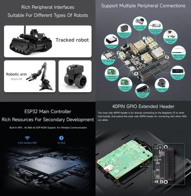 Alt view image 5 of 5 - Waveshare General Driver Board for Robots, Compatible with Raspberry Pi and Jetson Nano, Based On ESP32, Multi-Functional, Supports WiFi, and ESP-Now Communications