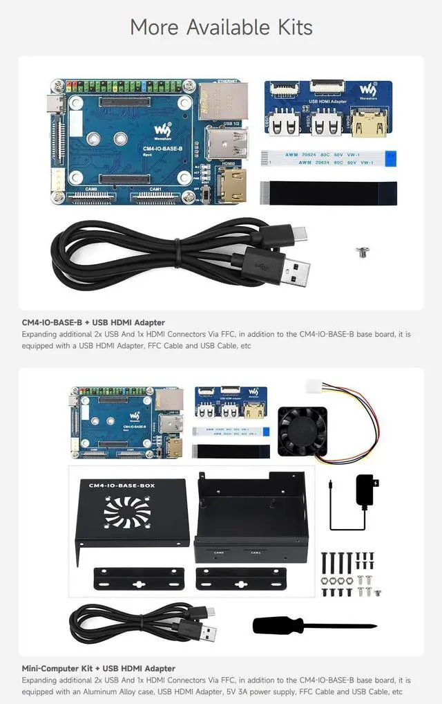Alt view image 5 of 5 - Waveshare Mini Base Board Designed for Raspberry Pi Compute Module 4 Powerful Functions in A Small Sized Body Suitable for Evaluating The Raspberry Pi CM4 Or Being Integrated Into End Products