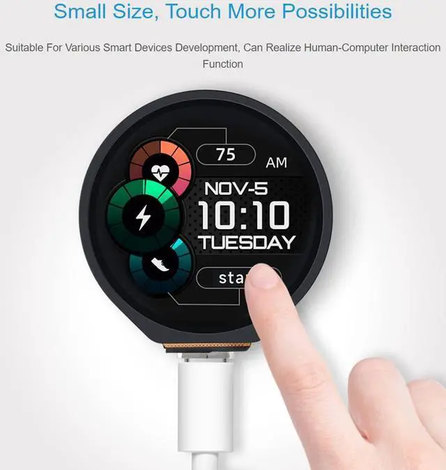Alt view image 4 of 5 - waveshare RP2040-Touch-LCD-1.28 Based on Raspberry Pi RP2040 Board with 1.28inch Round Touch LCD, 240x240 Pixels 65K RGB Colors IPS LCD Display, Accelerometer and Gyroscope Sensor Dual-Core Processor
