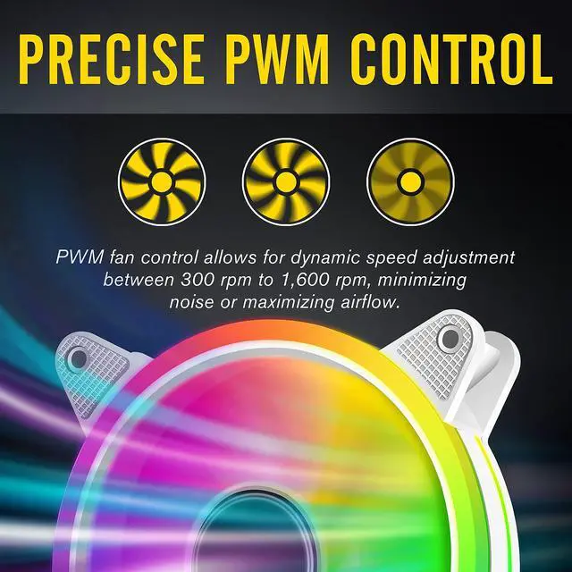 Alt view image 4 of 5 - EZDIY-FAB White Moonlight 120mm RGB PWM Case Fan with RGB PWM Fan Hub,5V Motherboard Sync,ARGB Computer Fan,Multiple Light Modes-5 Pack
