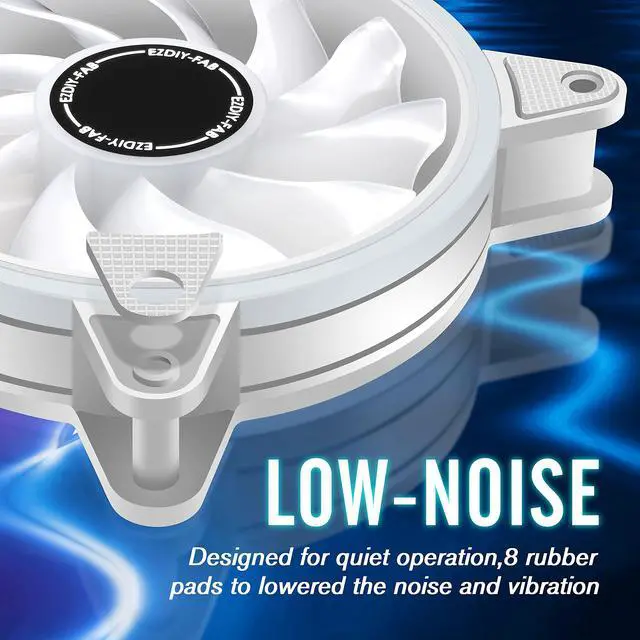 Alt view image 5 of 5 - EZDIY-FAB White Moonlight 120mm RGB PWM Case Fan with RGB PWM Fan Hub,5V Motherboard Sync,ARGB Computer Fan,Multiple Light Modes-5 Pack