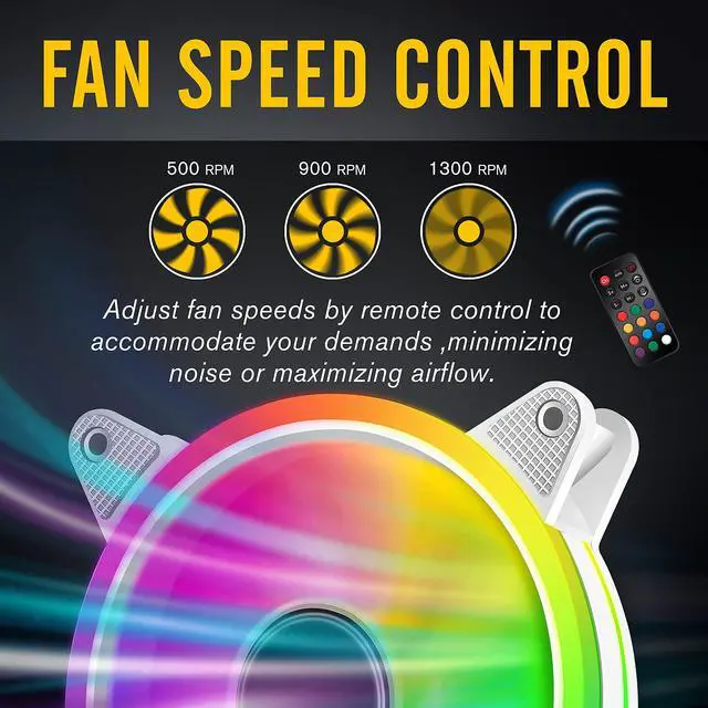 Alt view image 3 of 5 - EZDIY-FAB White Moonlight 120mm RGB Case Fan with Fan Hub X and Remote,Motherboard Aura SYNC,Speed Control,ARGB Fan for PC Case-3 Pack