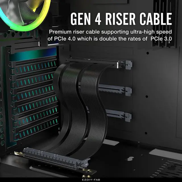 Alt view image 3 of 5 - EZDIY-FAB PCI Express 4.0 16x Flexible Cable Extension Port Adapters for Graphics Card, High Speed PCIE Gen4 Riser Cable 90 Degrees-170mm