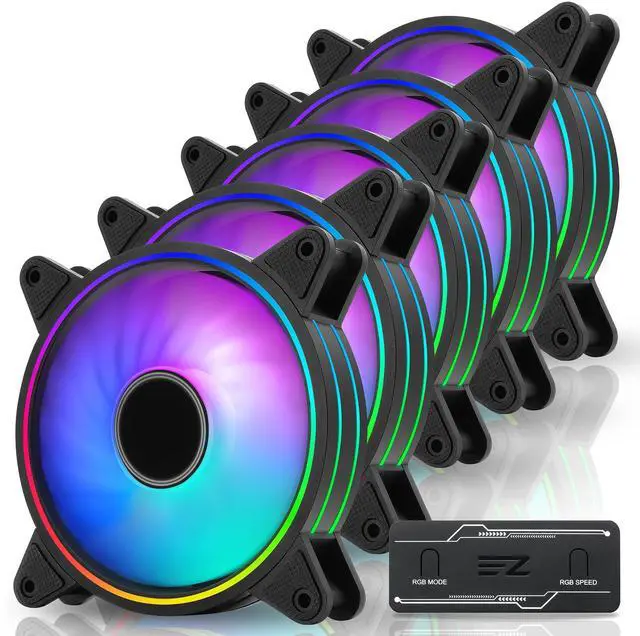 Main image of EZDIY-FAB Moonlight 120mm RGB PWM Case Fan with RGB PWM Fan Hub,5V Motherboard Sync,ARGB Computer Fan,Multiple Light Modes-5 Pack