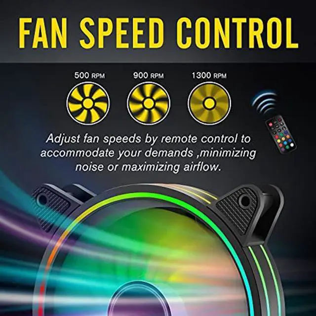 Alt view image 4 of 5 - EZDIY-FAB Moonlight 120mm RGB Case Fan with Fan Hub X and Remote,Motherboard Aura SYNC,Speed Control,ARGB Fan for PC Case-3 Pack