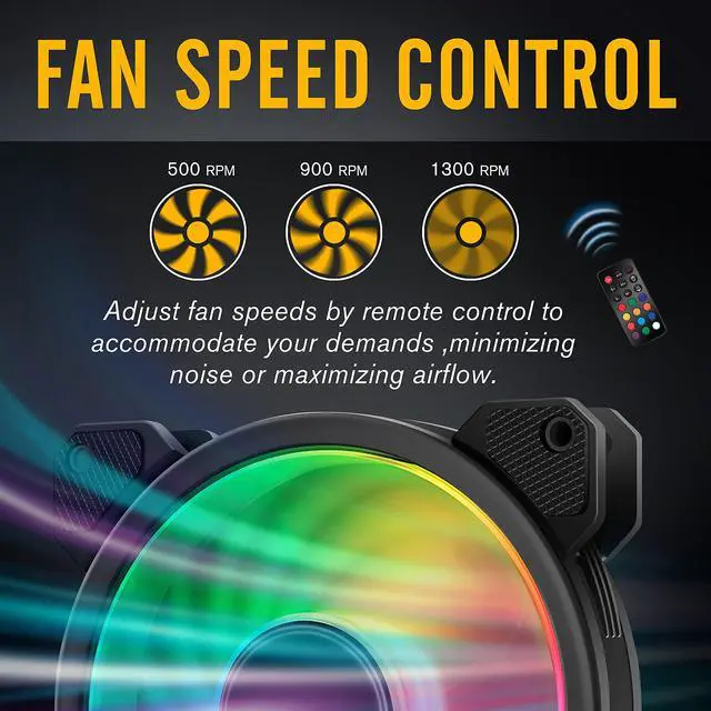 Alt view image 5 of 5 - EZDIY-FAB 120mm ARGB Case Fans (5 Pack) - Motherboard Aura Sync, High Airflow, Speed Adjustable with Fan Hub and Remote