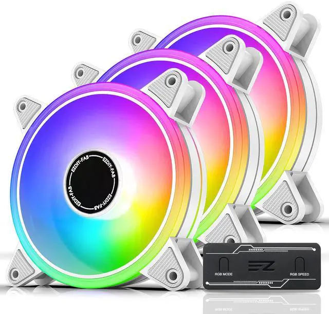 Main image of EZDIY-FAB White Moonlight 120mm RGB PWM Case Fan with RGB PWM Fan Hub,5V Motherboard Sync,ARGB Computer Fan,Multiple Light Modes-3 Pack