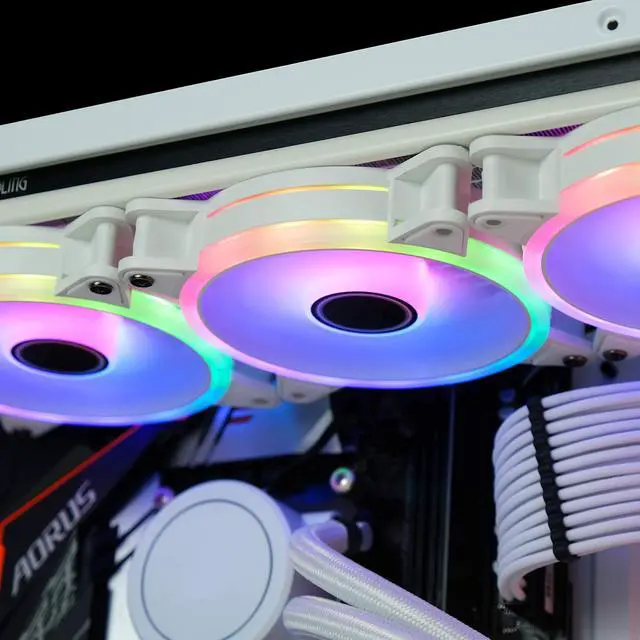 Alt view image 4 of 5 - EZDIY-FAB White Moonlight 120mm RGB PWM Case Fan with RGB PWM Fan Hub,5V Motherboard Sync,ARGB Computer Fan,Multiple Light Modes-3 Pack