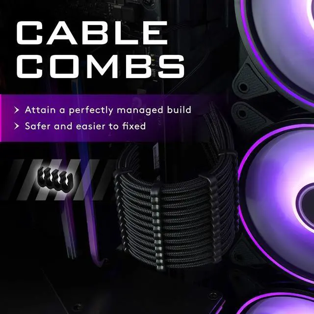 Alt view image 3 of 5 - EZDIY-FAB PSU Cable Extension Sleeved Custom Mod GPU PC Power Supply Soft Nylon Braided with Comb Kit 24PIN/3x 8PIN to 6+2Pin/ 2X 8PIN to 4+4PIN-300MM/11.8in - Black