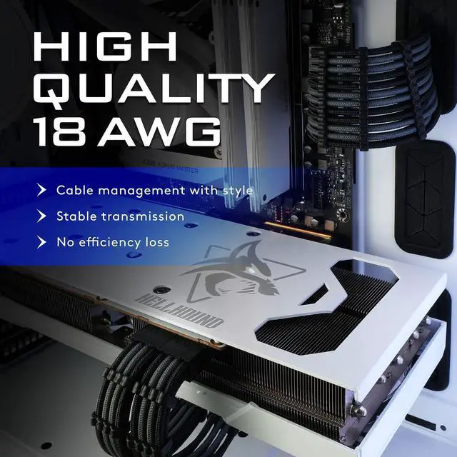 Alt view image 2 of 5 - EZDIY-FAB PSU Cable Extension Sleeved Custom Mod GPU PC Power Supply Soft Nylon Braided with Comb Kit 24PIN/3x 8PIN to 6+2Pin/ 2X 8PIN to 4+4PIN-300MM/11.9in - Black Grey