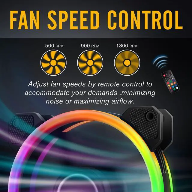 Alt view image 4 of 5 - EZDIY-FAB RGB Dual Ring 120mm Case Fans,5V Motherboard Sync,Speed Adjustable,RGB Sync Fan with 10-Port Fan Hub X and Remote-5 Pack