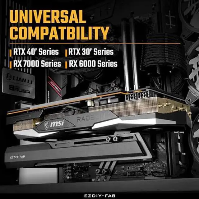 Alt view image 2 of 5 - EZDIY-FAB GPU Holder Brace Graphics Card GPU Support Video Card Holder Bracket, Strenchable Structure, Video Card Sag Holder/Holster Bracket Support RX7990XTX, RTX4090, Black-341-2