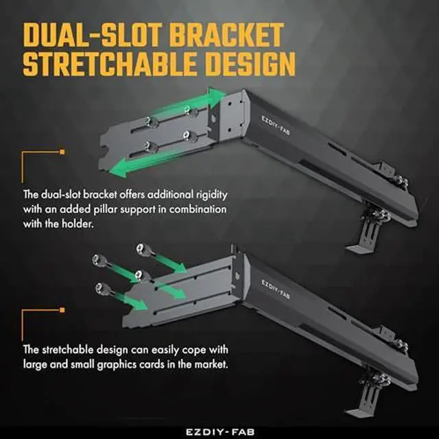 Alt view image 4 of 5 - EZDIY-FAB GPU Holder Brace Graphics Card GPU Support Video Card Holder Bracket, Strenchable Structure, Video Card Sag Holder/Holster Bracket Support RX7990XTX, RTX4090, Black-341-2