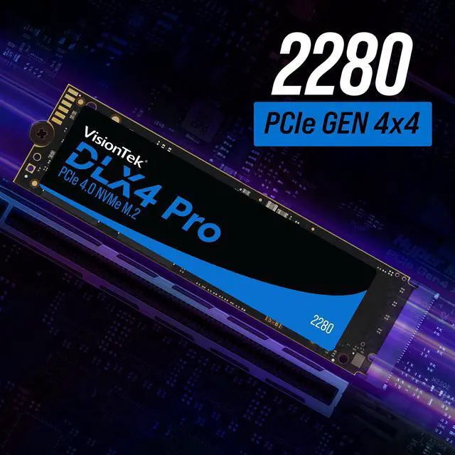 Alt view image 3 of 5 - VisionTek 2280 M.2 DLX4 Pro SSD - 512GB - PCIe Gen 4.0 x4 NVMe - 5200MB/s Read, 4775MB/s Write  Laptops, Gaming PCs, Compatible Consoles