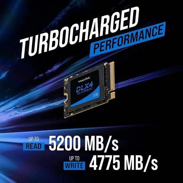 Alt view image 2 of 5 - VisionTek 2230 DLX4 M.2 SSD - 2TB - PCIe Gen 4.0 x4 NVMe - 5200MB/s Read, 4775MB/s Write  Laptops, Handheld Gaming PCs, NUC