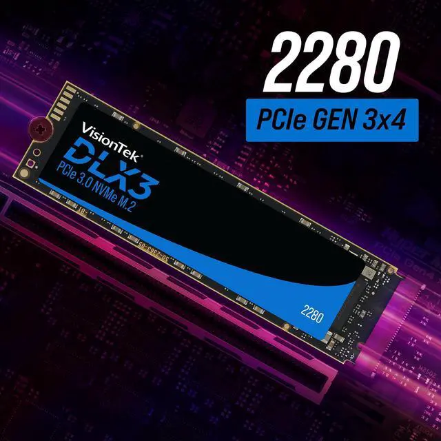 Alt view image 3 of 5 - VisionTek 2280 DLX3 M.2 SSD - 512GB - PCIe Gen 3.0 x4 NVMe - 3300MB/s Read, 2900MB/s Write  Laptops, Gaming PCs, Compatible Consoles