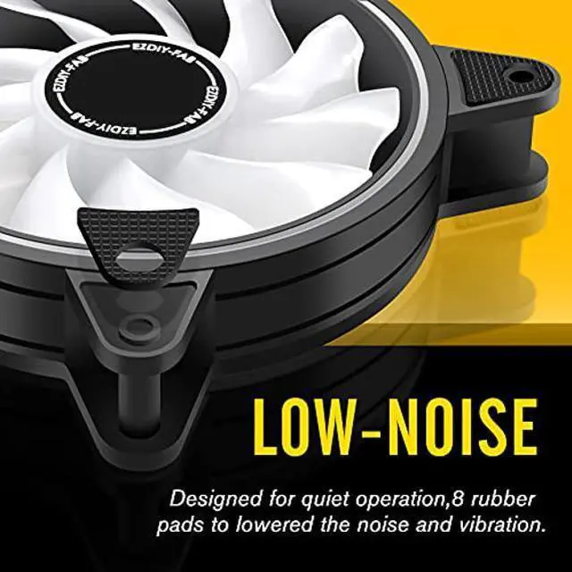 Alt view image 3 of 5 - EZDIY-FAB Moonlight 120mm RGB Case Fan with Fan Hub X and Remote,Motherboard Aura SYNC,Speed Control,ARGB Fan for PC Case-3 Pack