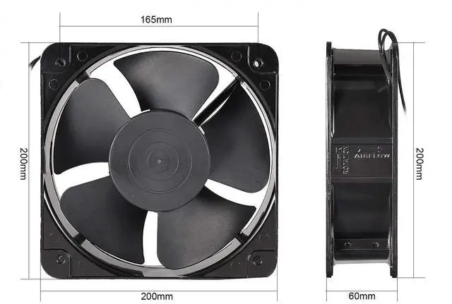 Alt view image 2 of 3 - uxcell Cooling Fan 200mm x 200mm x 60mm FP-20060EX-S1-B AC 220V/240V 0.45A Dual Ball Bearings